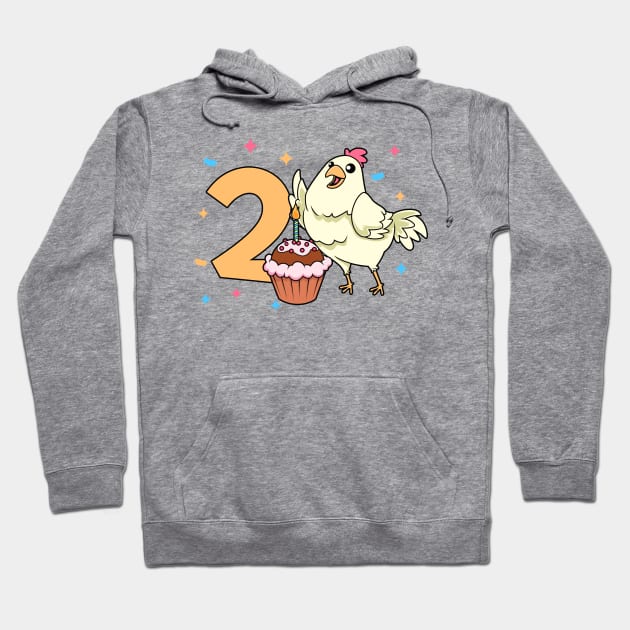 I am 2 with chicken - kids birthday 2 years old Hoodie by Modern Medieval Design